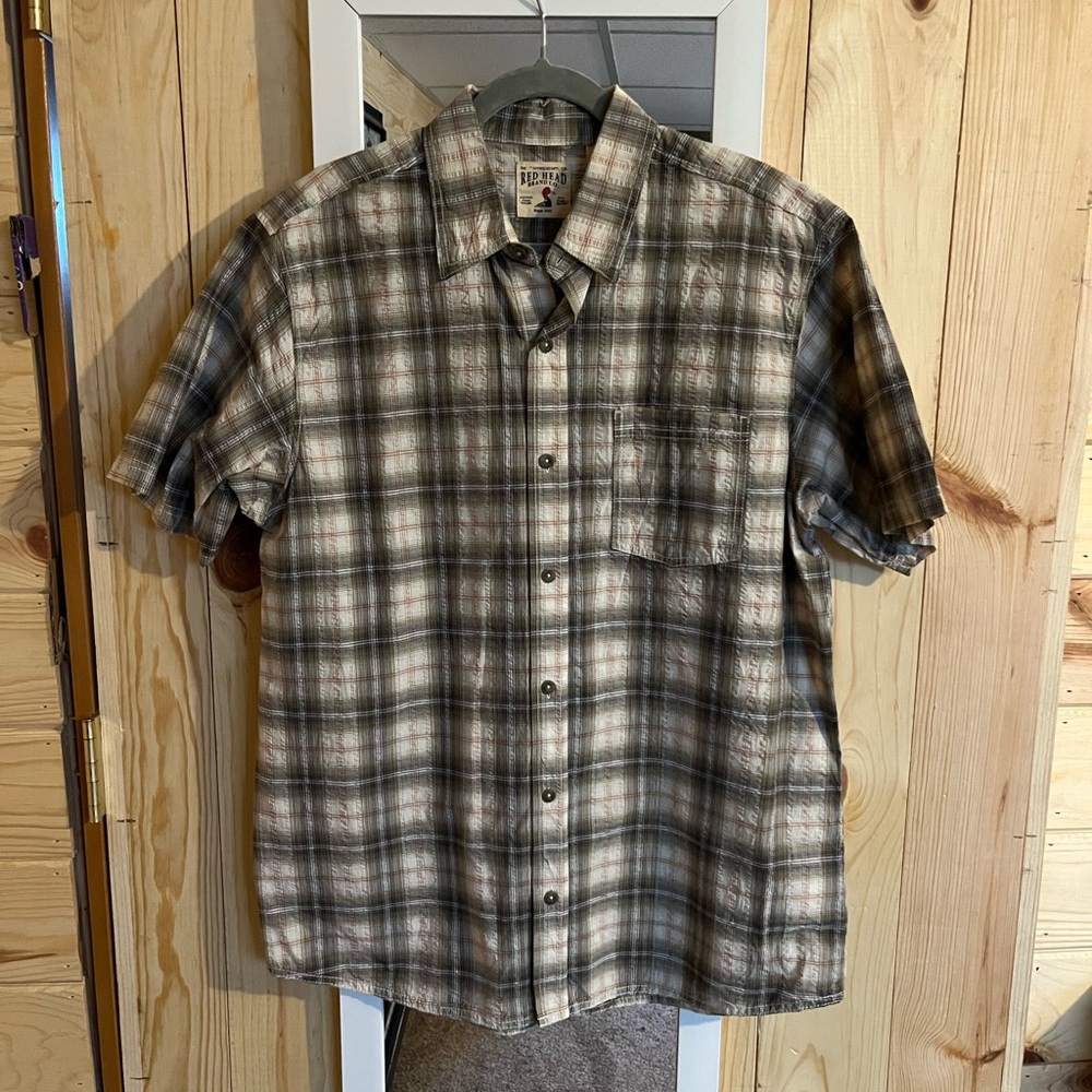 Red Head Button Down Shirt 100% Cotton